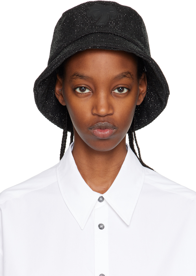 Palm Angels Black Crystal Palm Bucket Hat