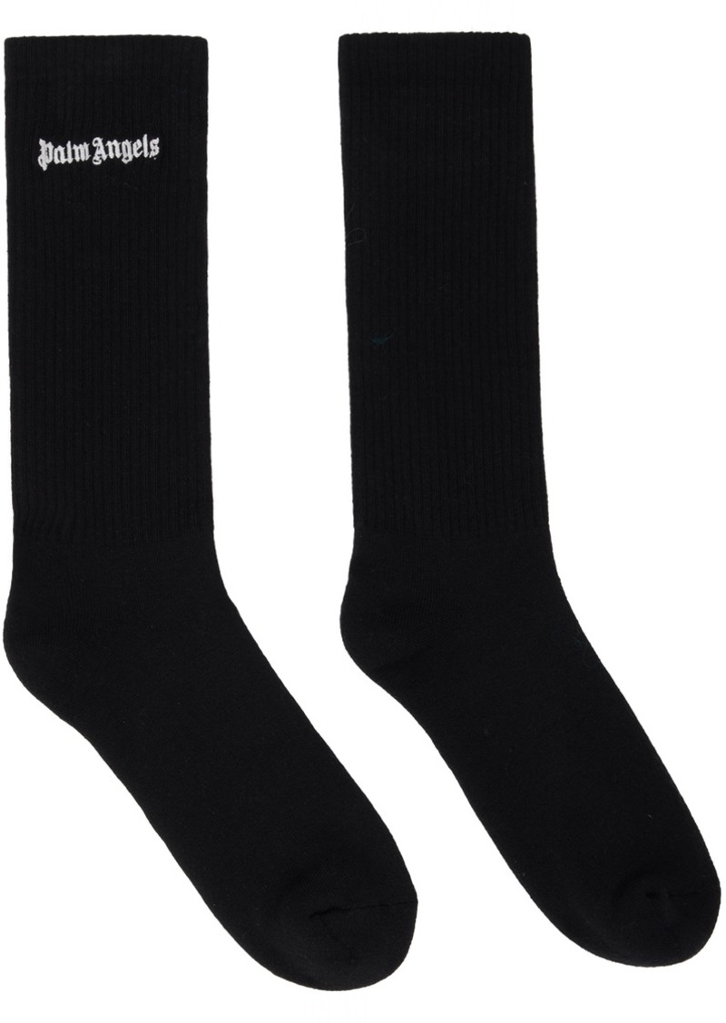 Palm Angels Black Embroidery Logo Socks