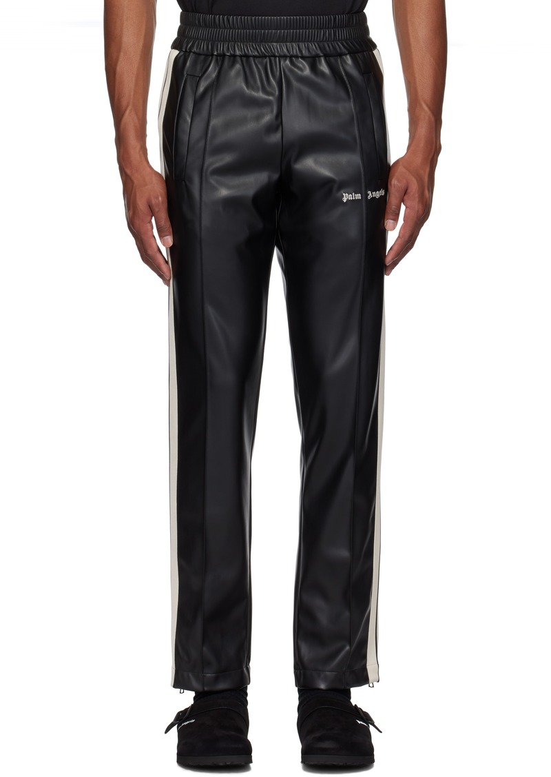 Palm Angels Black Leather Effect Faux-Leather Track Pants