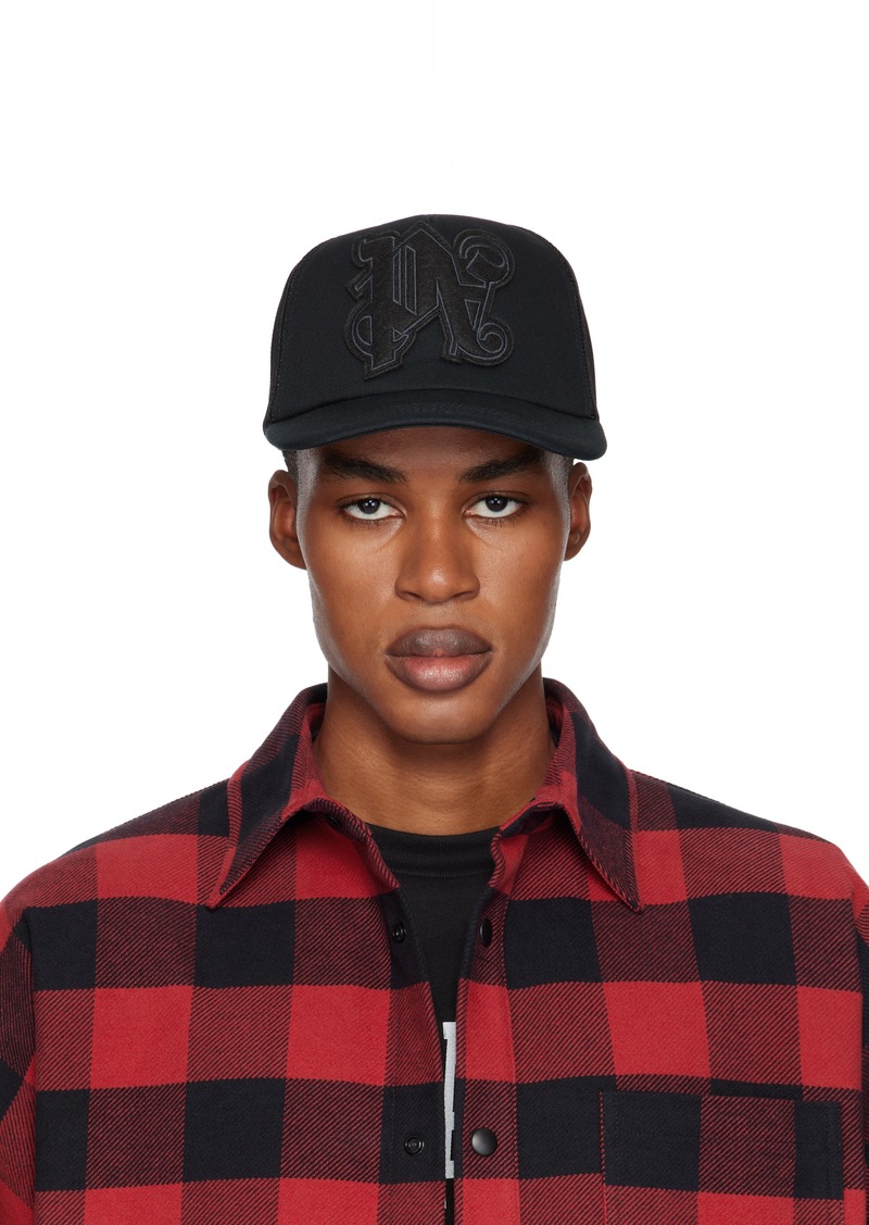 Palm Angels Black Monogram Trucker Cap