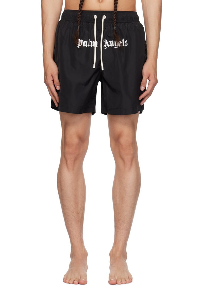 Palm Angels Black Printed Swim Shorts