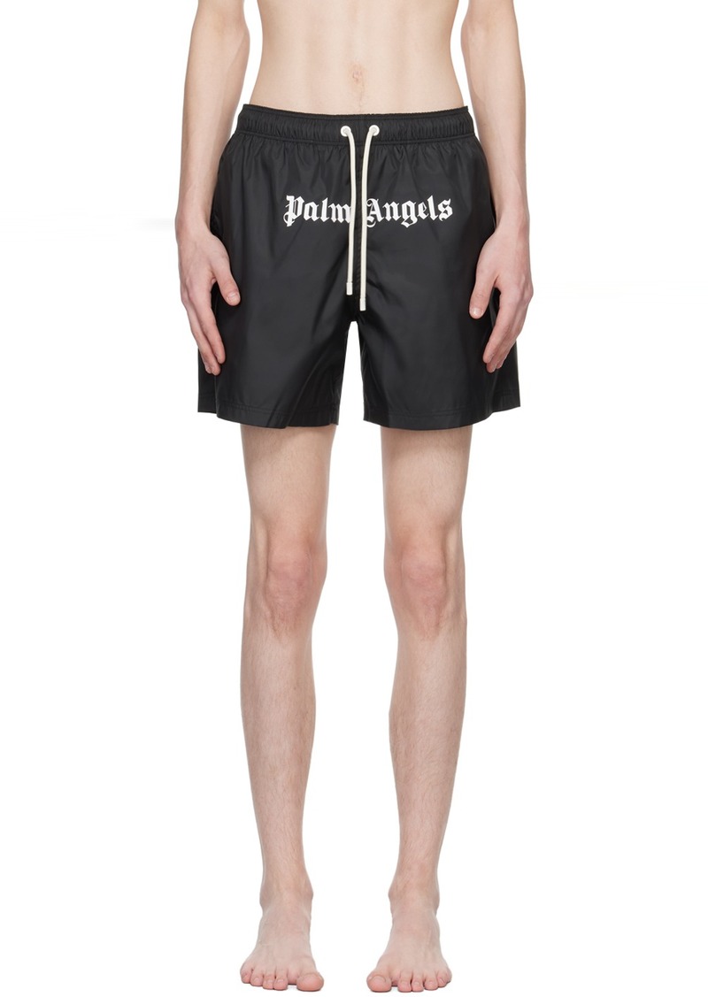Palm Angels Black Printed Swim Shorts