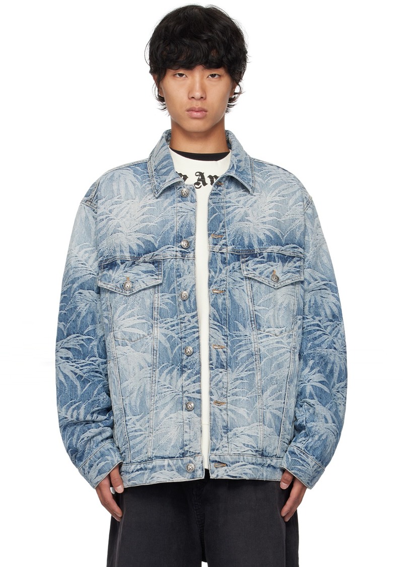 Palm Angels Blue Palms Wash Denim Jacket