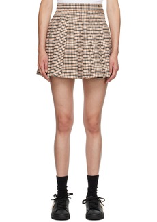 Palm Angels Brown Micro Check Miniskirt