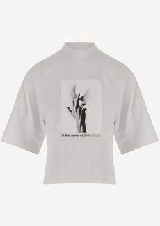 PALM ANGELS CROP T-SHIRT WITH PRINT