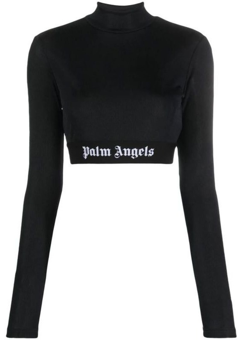 PALM ANGELS CROP TOP WITH LOGO BAND