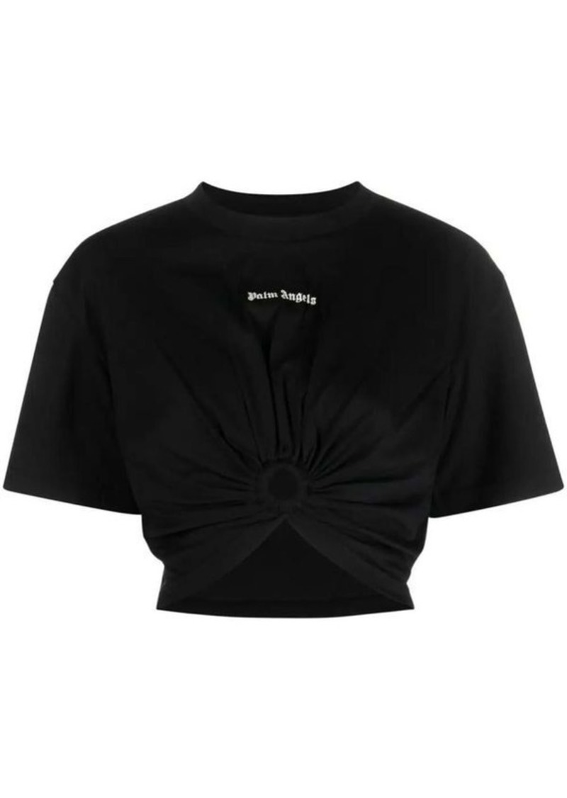 PALM ANGELS CROPPED T-SHIRT WITH RING DETAIL