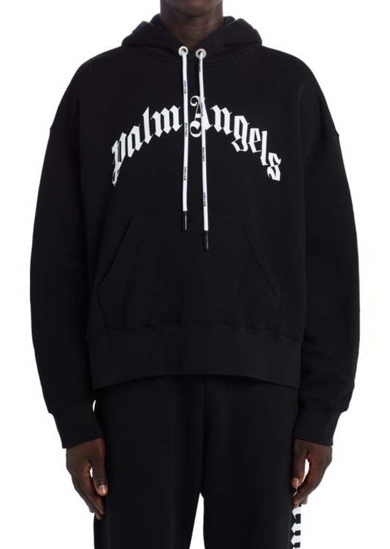 Palm Angels Curved Logo Cotton Hoodie