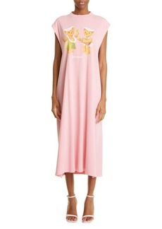 Palm Angels Dancing Bears Cotton Tank Dress in Fuchsia Fluo Brown at Nordstrom
