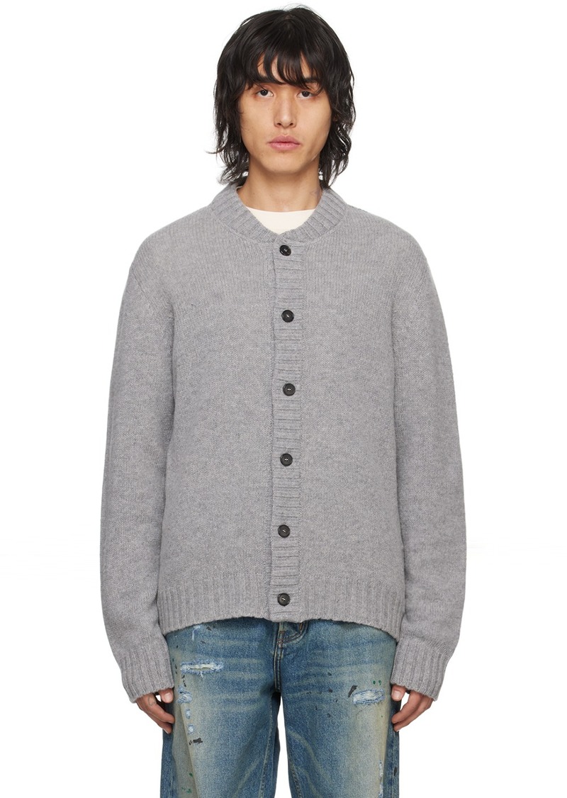 Palm Angels Gray Curved Logo Cardigan