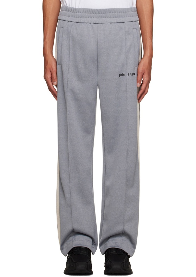 Palm Angels Gray Embroidered Sweatpants