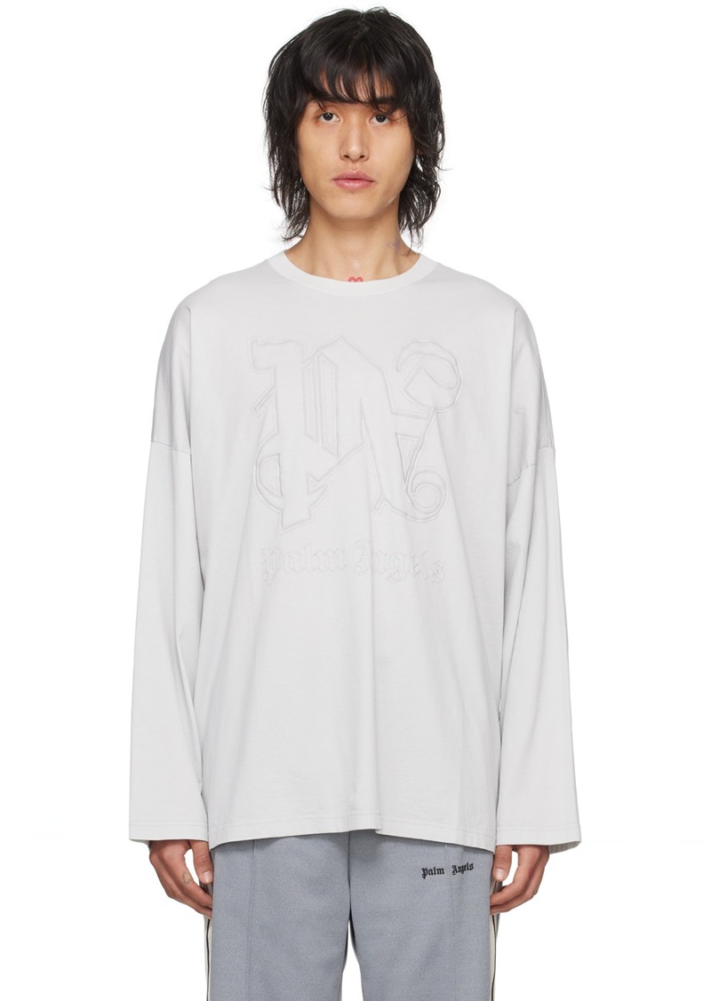 Palm Angels Gray Monogram Long Sleeve T-Shirt