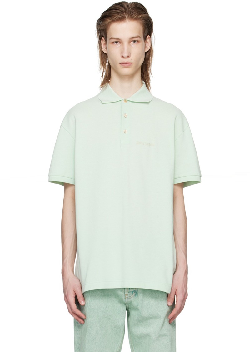 Palm Angels Green Embroidered Polo