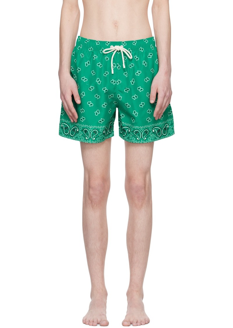 Palm Angels Green Paisley Swim Shorts