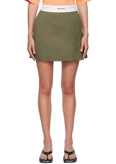 Palm Angels Khaki Reversed Waistband Miniskirt