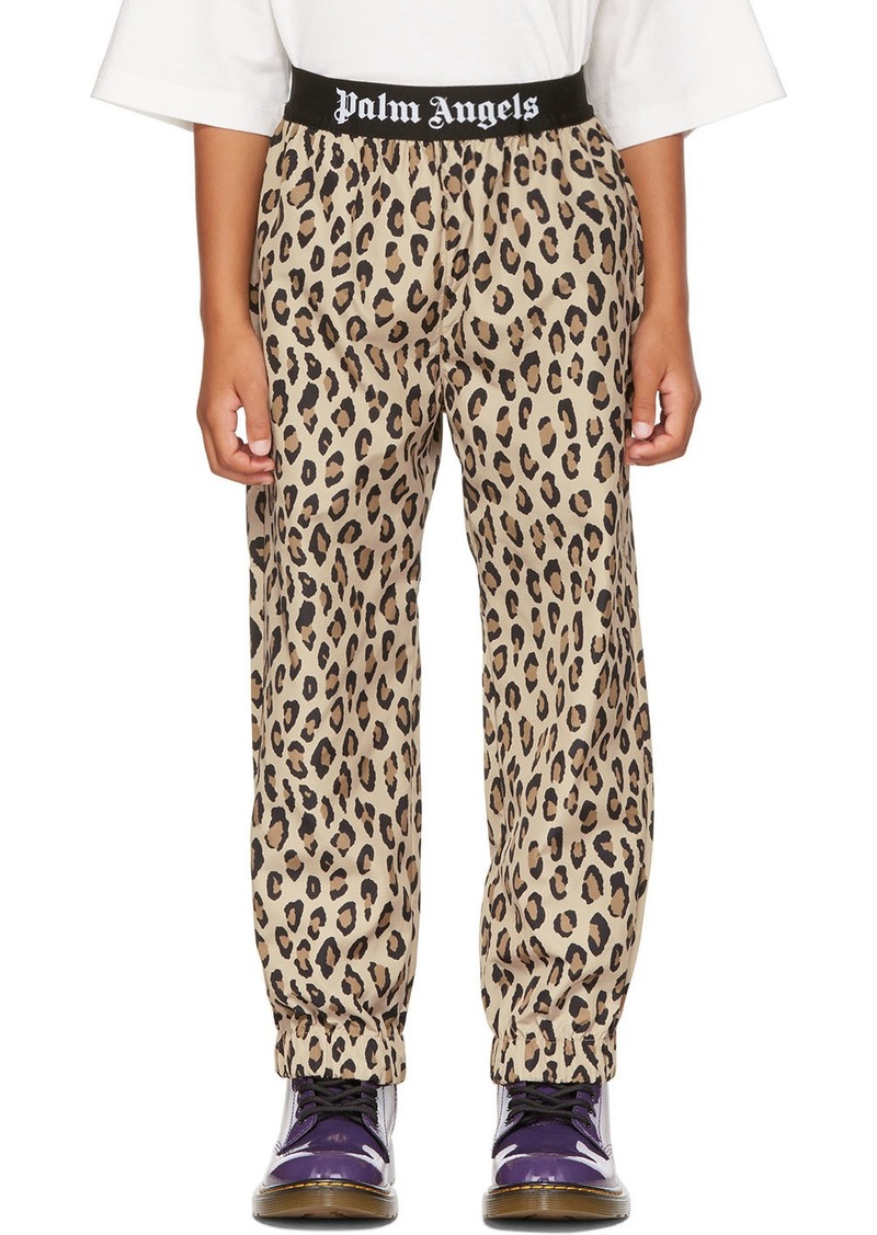 Palm Angels Kids Brown Leopard Trousers