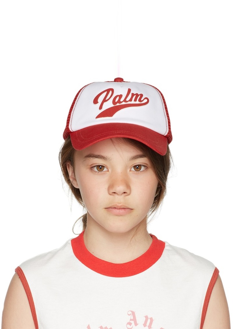 Palm Angels Kids Red & White Logo Baseball Cap