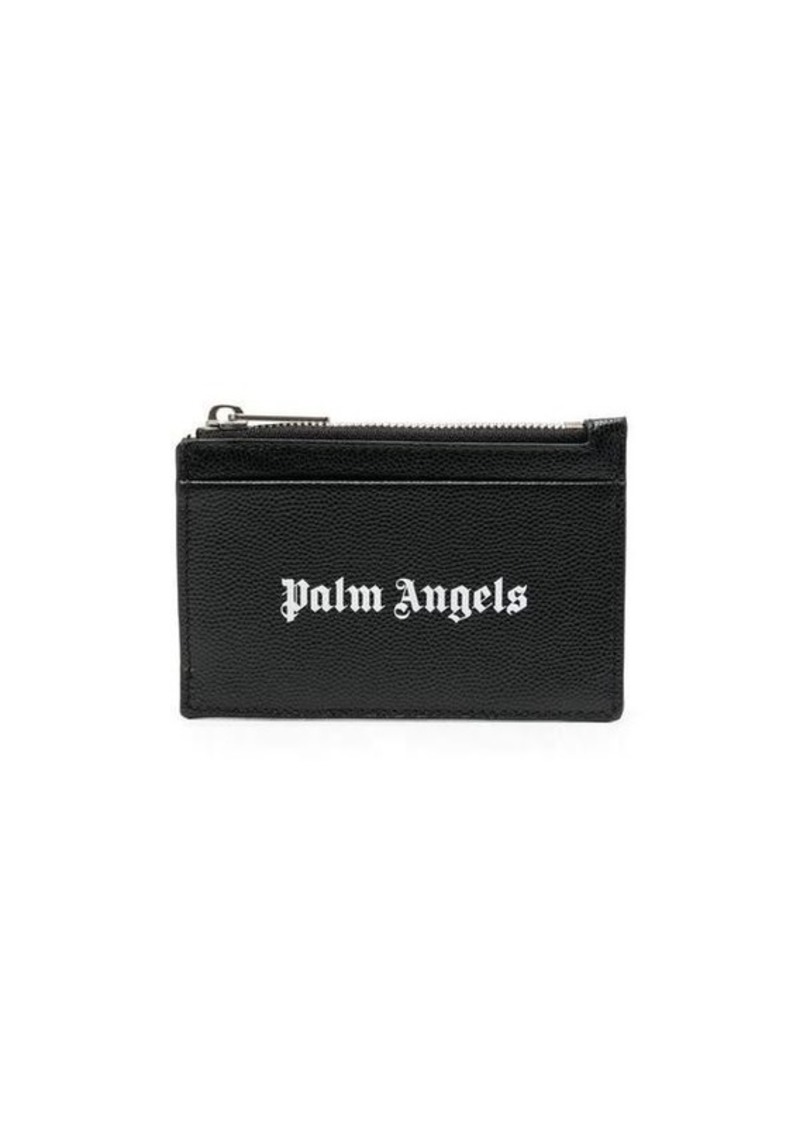 PALM ANGELS Leather zipped card case