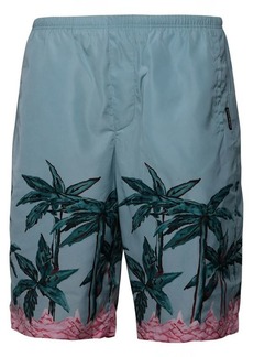 PALM ANGELS Light blue polyester bermuda shorts