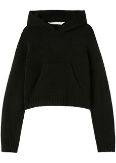 PALM ANGELS logo intarsia-knit wool-blend hoodie