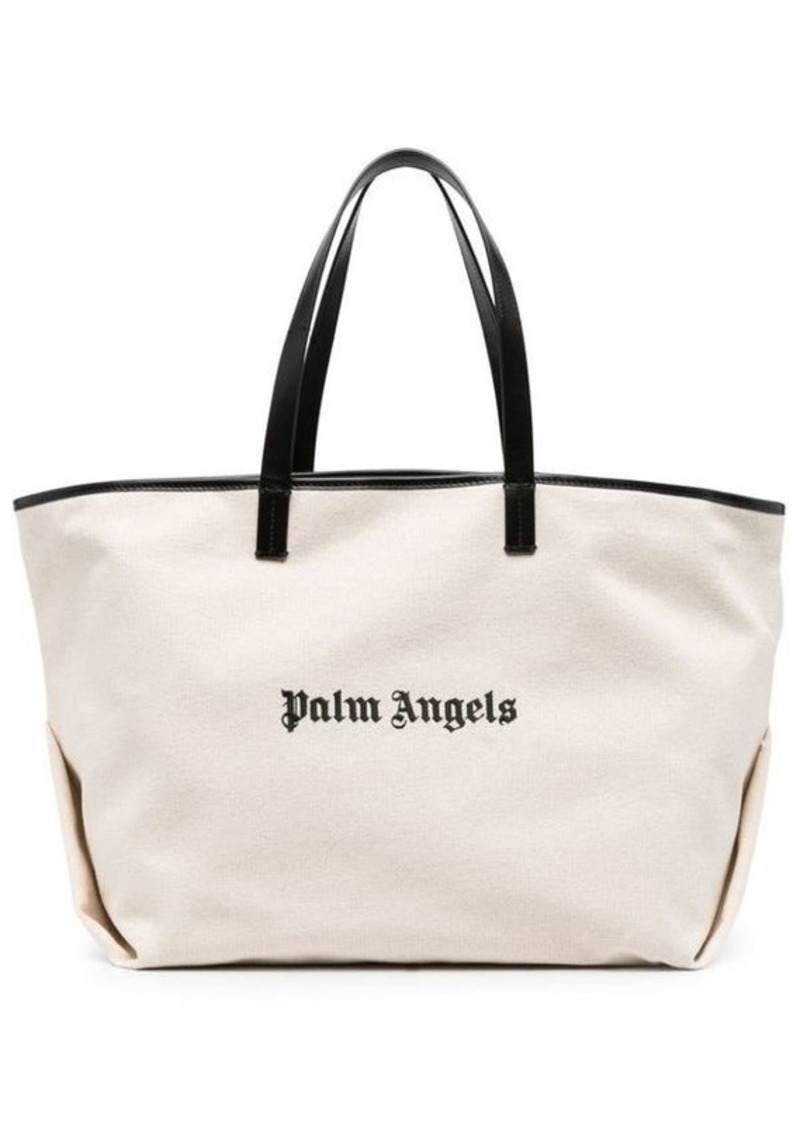 PALM ANGELS logo-print canvas tote bag