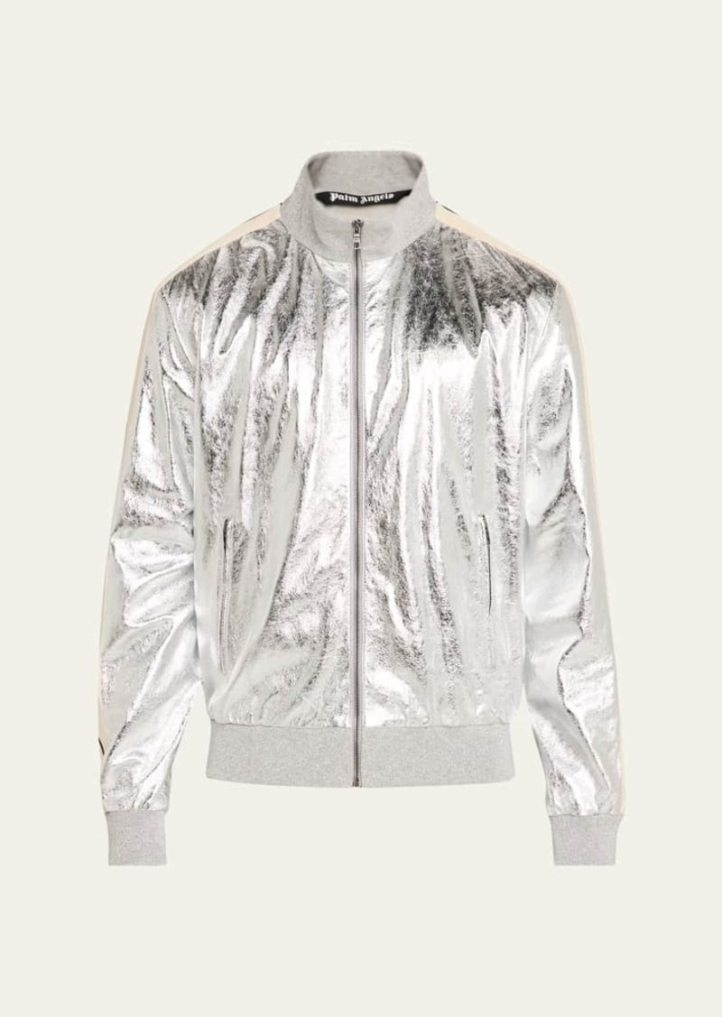 Palm Angels Men's Metallic Leather Track Jacket