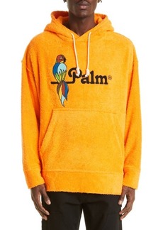 Palm Angels Men's Oversize Embroidered Parrot Terry Cloth Hoodie in Orange/Black at Nordstrom
