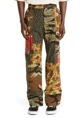 Palm Angels Mixed Print Cargo Pants in Military Black at Nordstrom