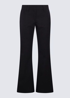 PALM ANGELS NAVY BLUE BLACK COTTON AND VIRGIN WOOL BLEND FLARED PANTS
