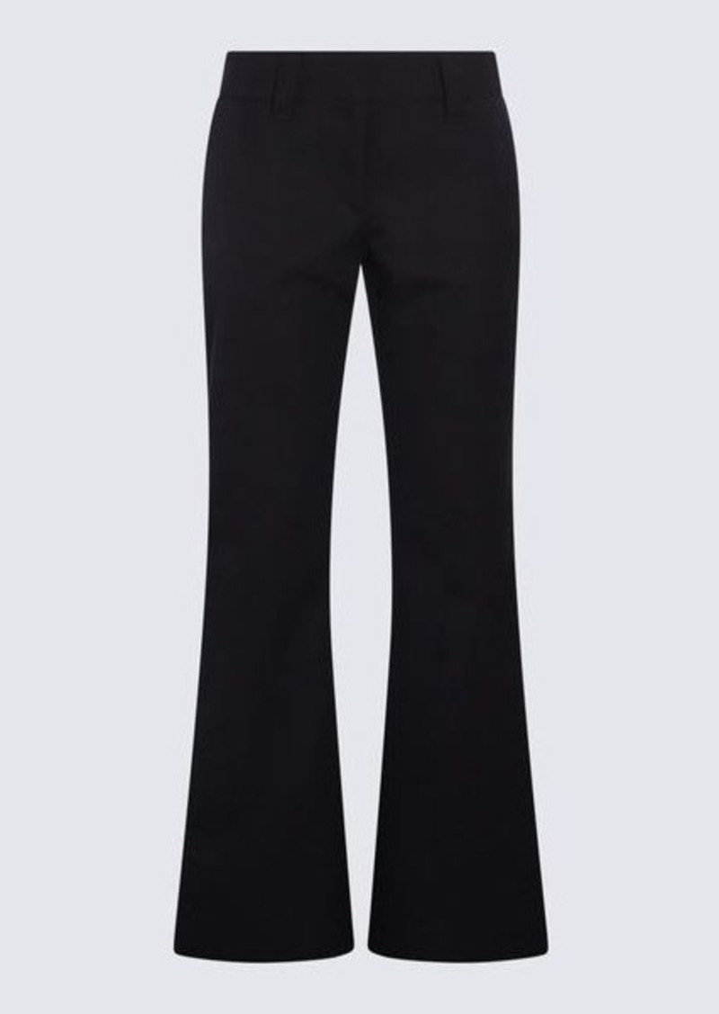 PALM ANGELS NAVY BLUE BLACK COTTON AND VIRGIN WOOL BLEND FLARED PANTS