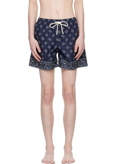 Palm Angels Navy Paisley Swim Shorts