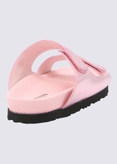 PALM ANGELS PINK LEATHER LOGO SANDALS