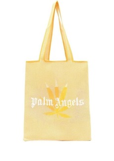 PALM ANGELS RAFIA LOGO SHOPPING BAG