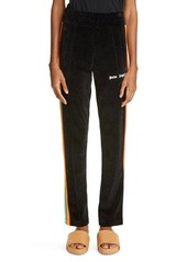 Palm Angels Rainbow Stripe Velour Track Pants in Black White at Nordstrom