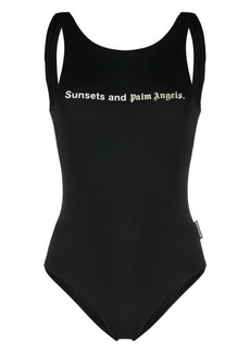 PALM ANGELS slogan-print low-back swimsuit