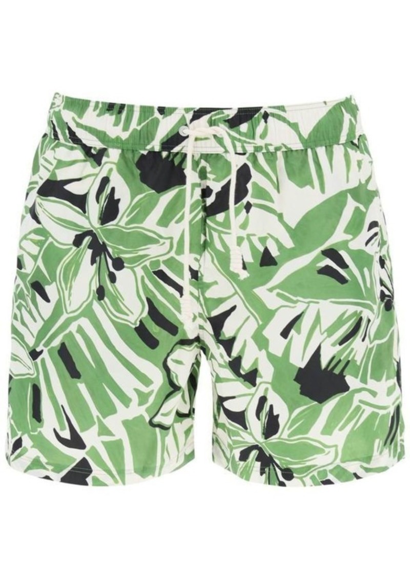 Palm angels swimtrunks with hibiscus print