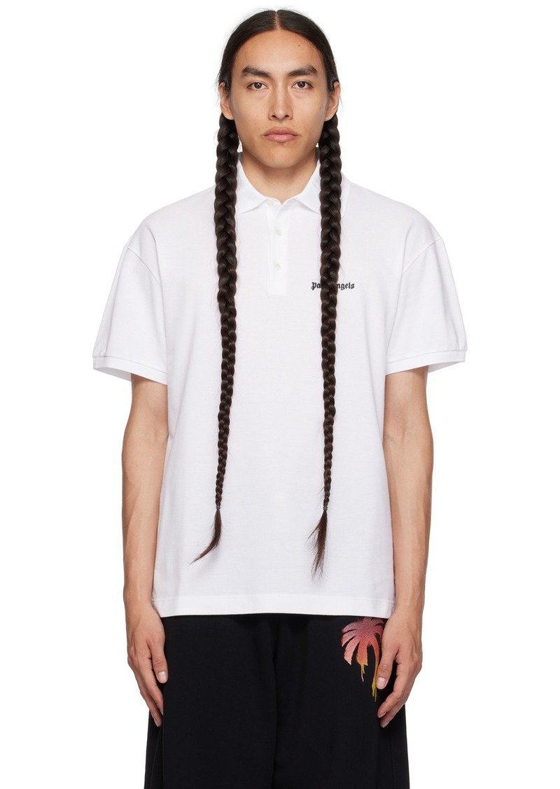 Palm Angels White Embroidered Polo