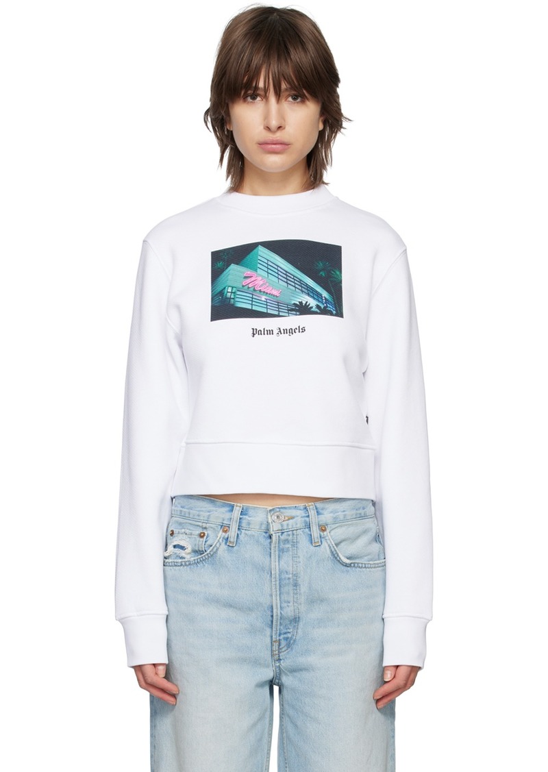 Palm Angels White Getty Miami Sweatshirt