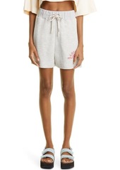 Palm Angels Women's College Sweat Shorts in Melange Grey Red at Nordstrom
