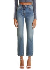 Palm Angels Women's Patchwork Pocket Straight Leg Jeans in Navy Blue at Nordstrom