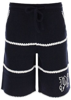 Palm angels wool knit shorts with contrasting trims