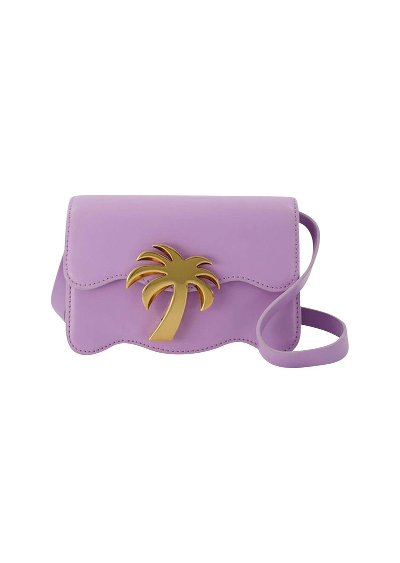 Palm Angels Palm Beach Bag Pm in Lilac and Gold Leather