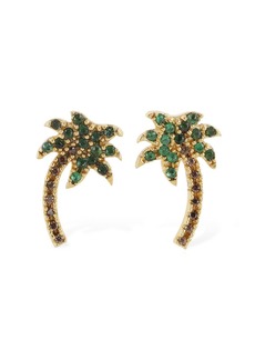 Palm Angels Palm Crystal & Brass Clip-on Earrings