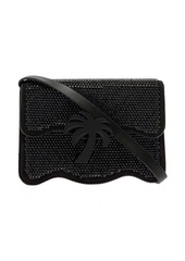 Palm Angels Palm Shoulder Bag with All-Over Crystal Embellishment in Black Leather Woman