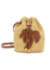 Palm Angels palm tree-appliqué woven bucket bag