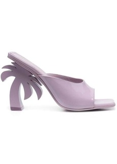 Palm Angels 'Palm Tree' Purple Mules with Palm Tree-Shaped Heel in Leather Woman