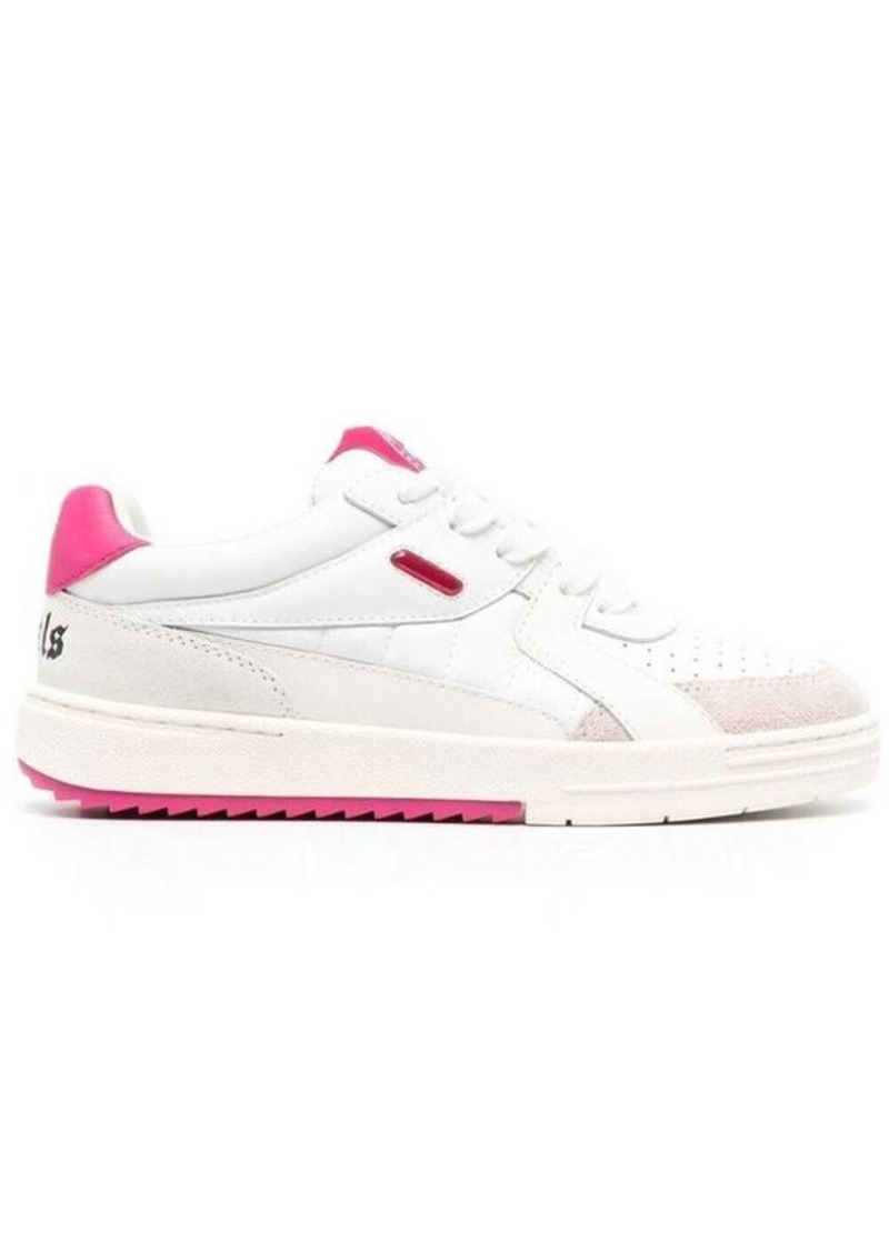 Palm Angels Palm University Low Top Sneakers in White and Pink Leather Woman