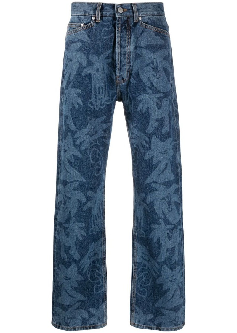 Palm Angels Palmity palm tree-print jeans