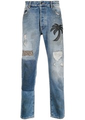 Palm Angels patchwork straight-leg jeans