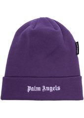 Palm Angels logo embroidered beanie hat
